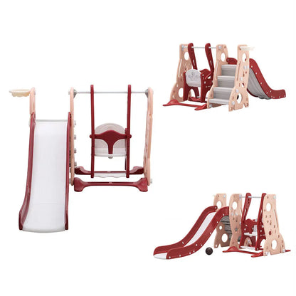 Kids swing and slide set with basketball hoop
