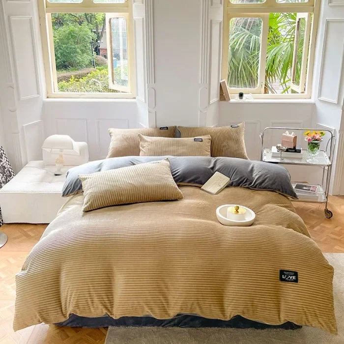 Coral Fleece Winter Warm Bedding Set