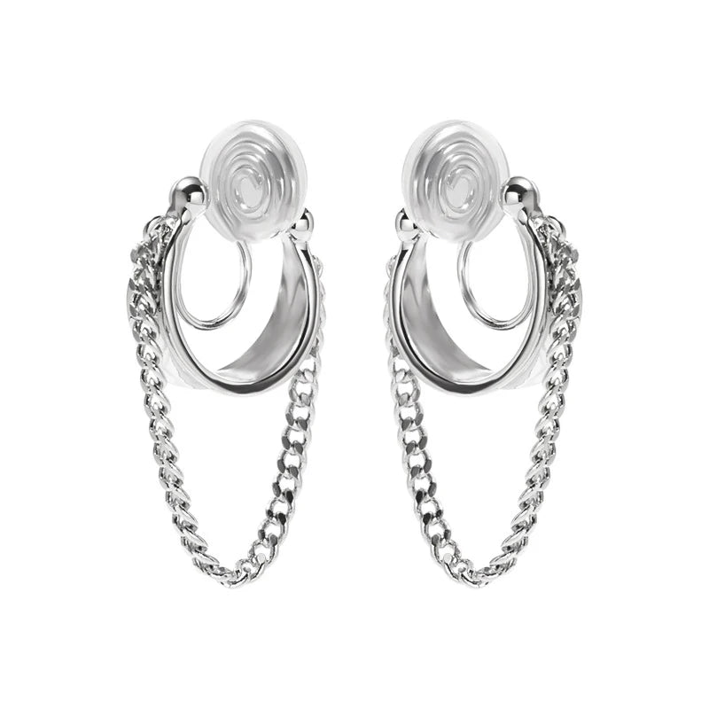 Copper Link Chain Clip Earrings
