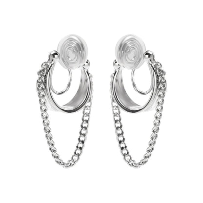 Copper Link Chain Clip Earrings