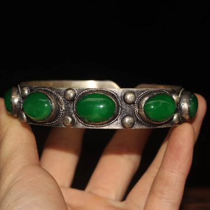 Antique Distressed White Bronze Bracelet