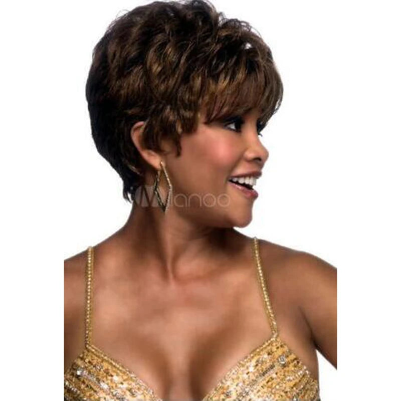 Short Fluffy Curly Heat-Resistant Synthetic Hair Wig