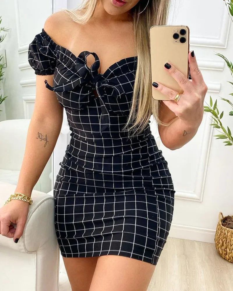 Summer Grid Print Summer dress