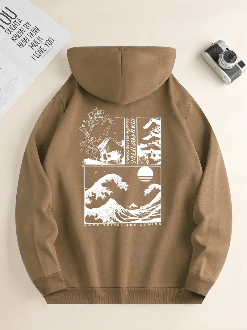Men's Landscape Print Long Sleeve Hoody