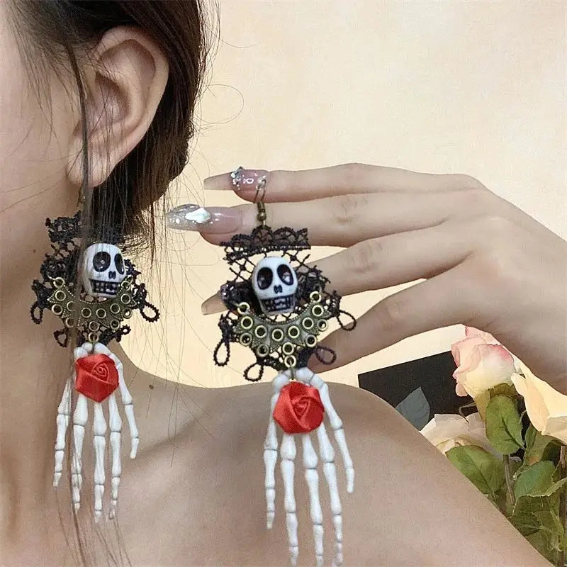Retro Exaggerated Long Tassel Halloween Jewelry Set