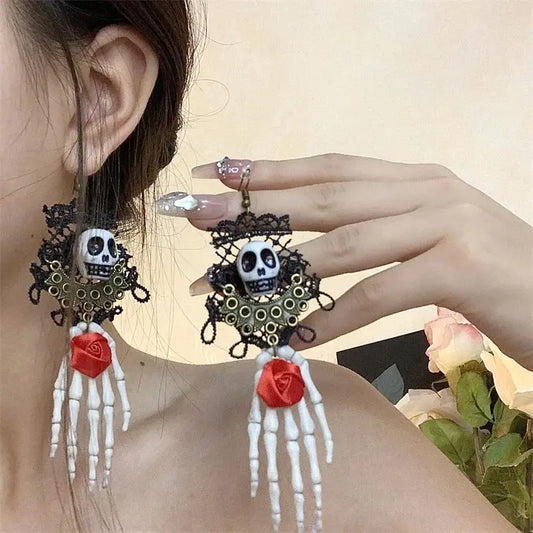 Retro Exaggerated Long Tassel Halloween Jewelry Set