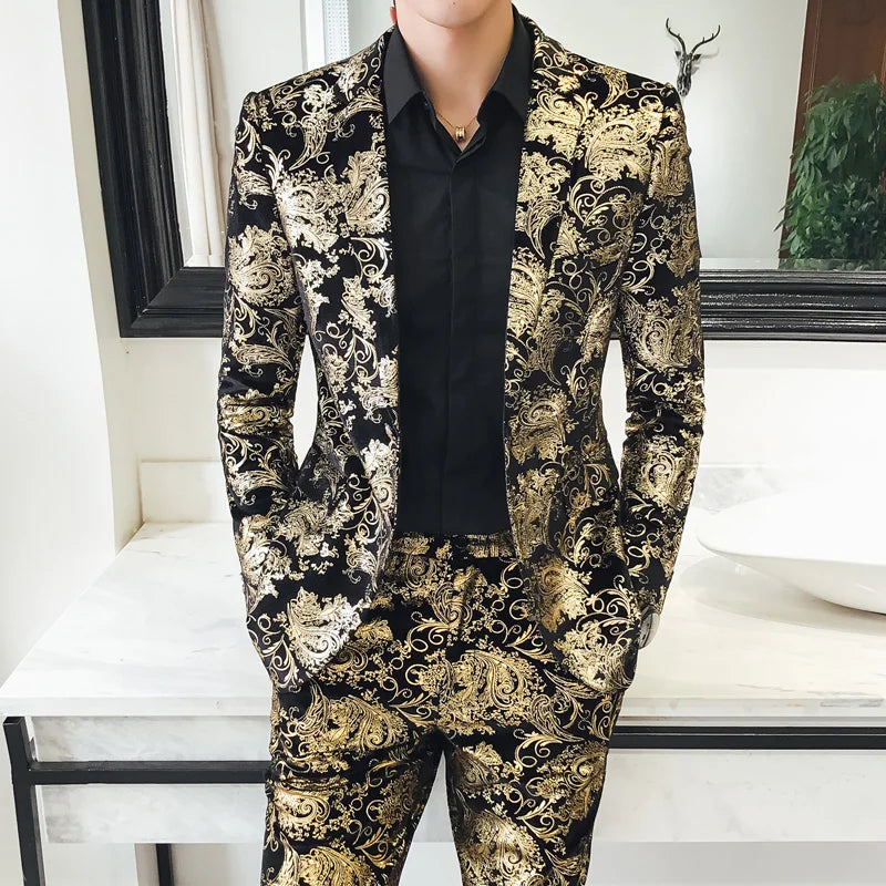 Shiny gold and silver 2-piece blazers
