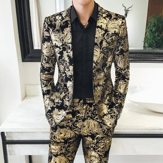 Shiny gold and silver 2-piece blazers
