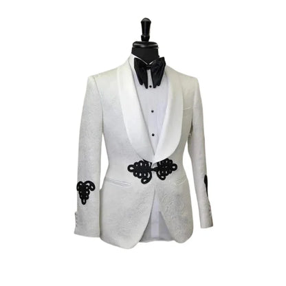Floral men's suit jacket with mandarin buttons