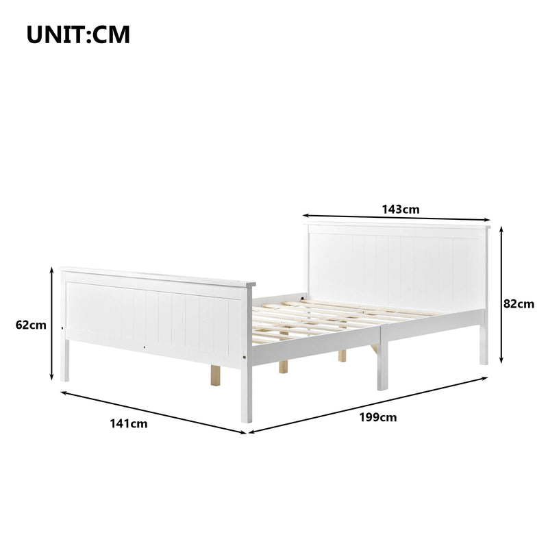 Wooden Bed Frame with Headboard and Footboard