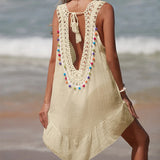 Hollow Out Crochet Splicing Beach Dress