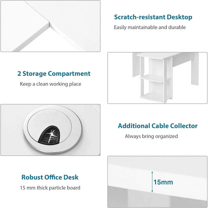 L-shaped computer corner desk