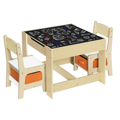 Kids wooden table with 2 chairs