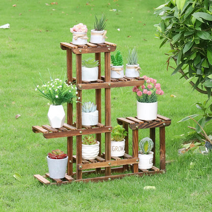 Indoor outdoor wood plant shelves