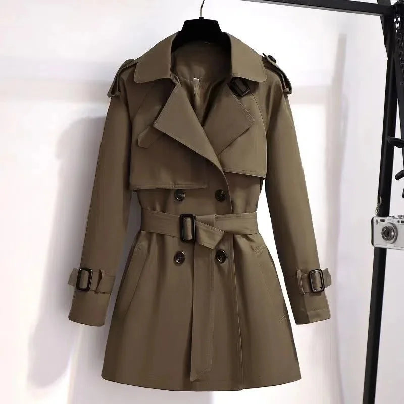 Elegant ladies windbreaker double breasted coat