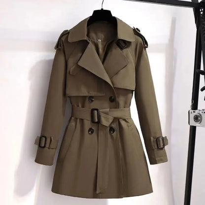 Elegant ladies windbreaker double breasted coat