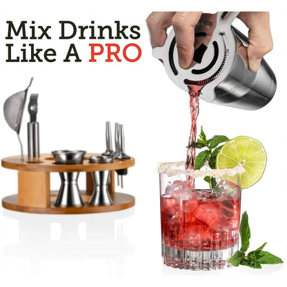 15 piece cocktail shaker and bar accessories set