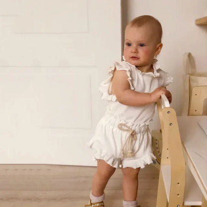 Cotton ruffle newborn girl clothes set