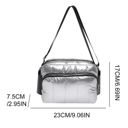 Quilted cotton adjustable strap handbag