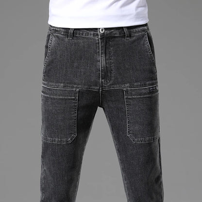 High elasticity slim mid-waist jeans
