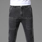 High Elasticity Slim Mid-waist Jeans