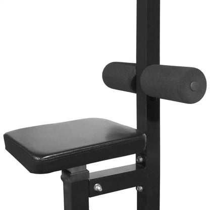 Power tower with barbell & dumbbell set