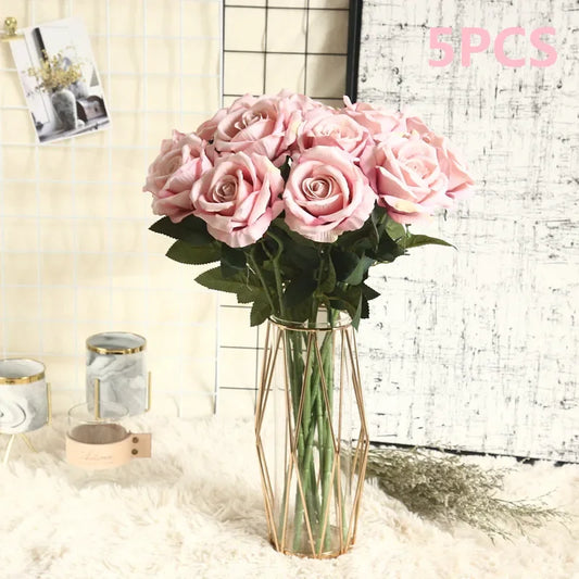 Beautiful silk roses bouquet flowers