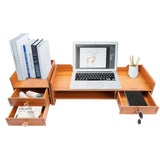 2 Keys Computer Rack with Drawers & Phone Holder Wood