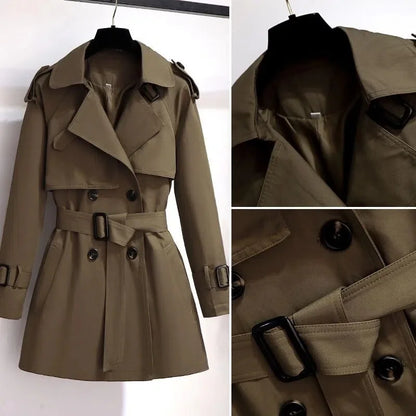 Elegant ladies windbreaker double breasted coat