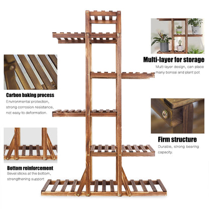 Wood plant stand corner shelf flower rack