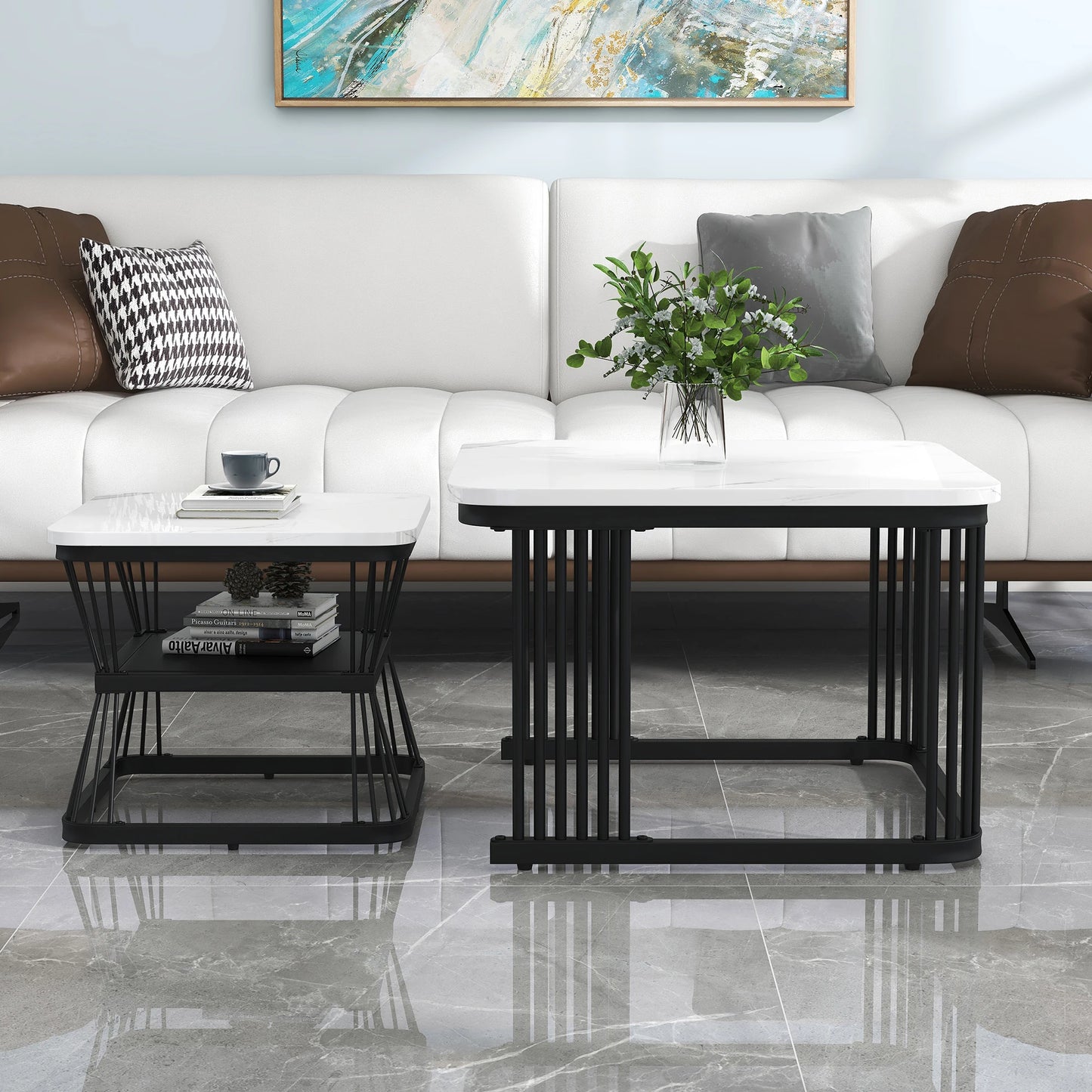 Square coffee table set for living room