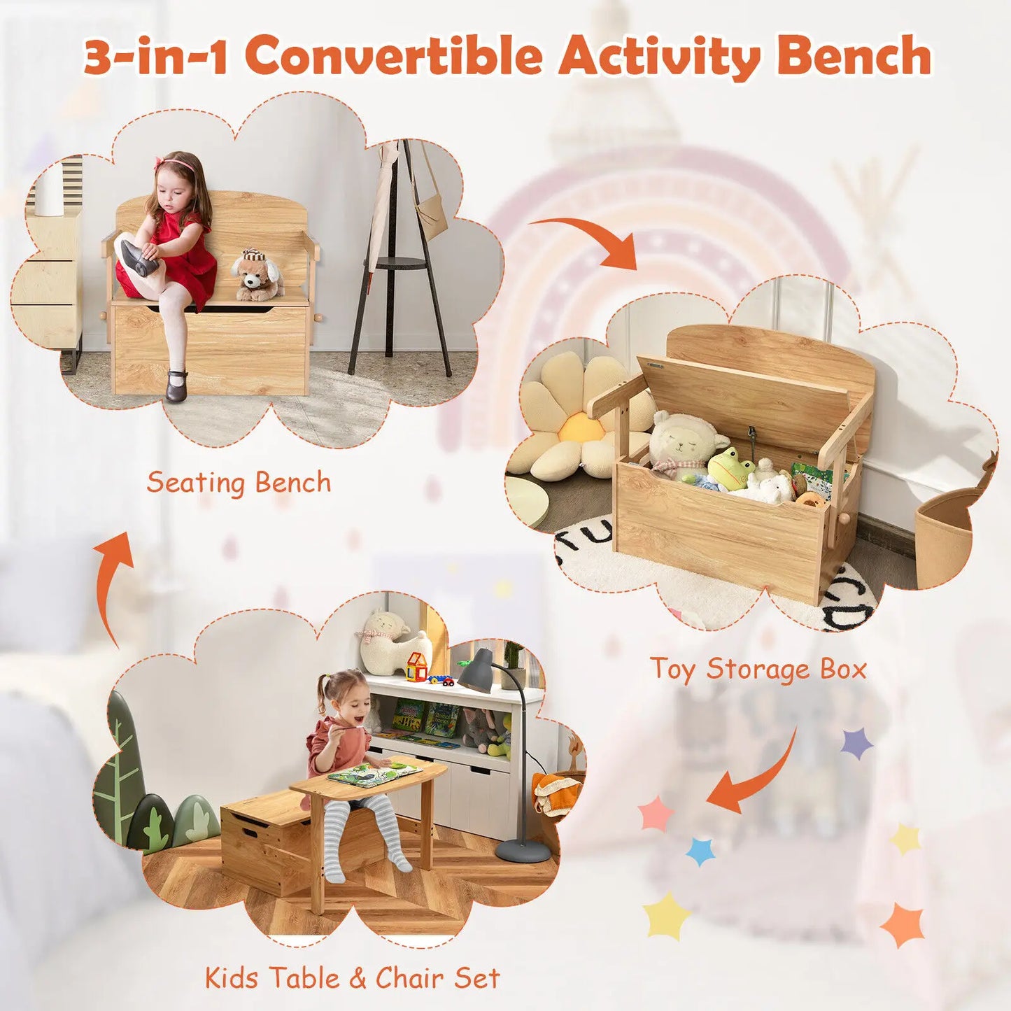 Activity 3-in-1 desk and chair set with toy storage