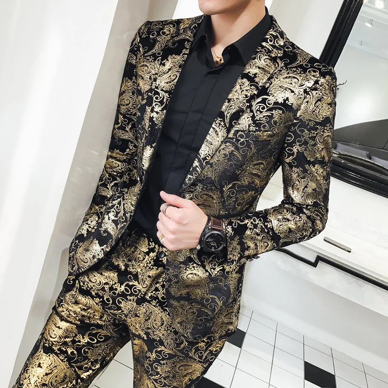 Shiny gold and silver 2-piece blazers
