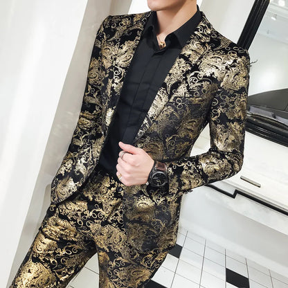 Shiny gold and silver 2-piece blazers