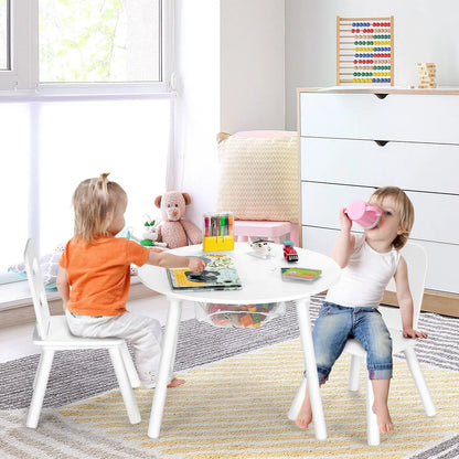 Kid's round wooden activity table & chair set