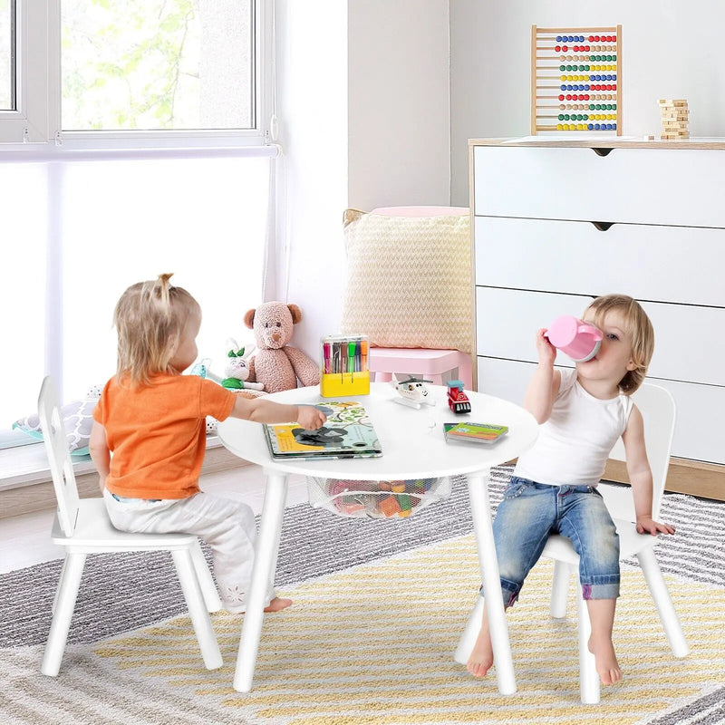 Kid's Round Wooden Activity Table & Chair Set