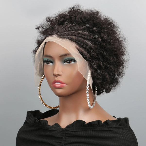 Braided Afro Puff Lace Frontal Hair Wig