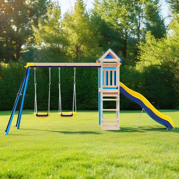Solid Pine Outdoor Playset for Kids