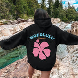 Women's Fleece Hooded Flower Embroidered Sweatshirt
