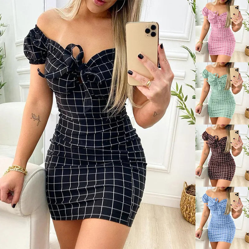 Summer Grid Print Summer dress