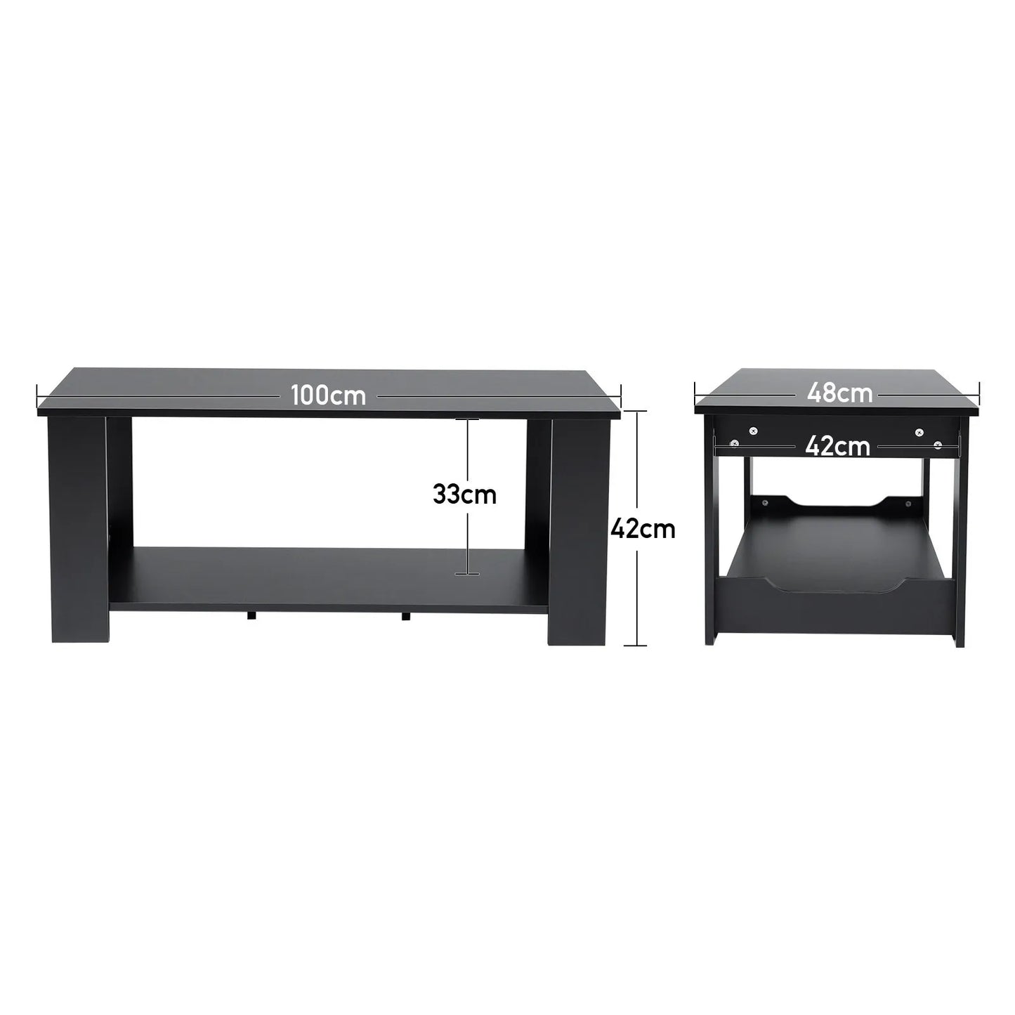 Simple wooden 2 tier coffee table