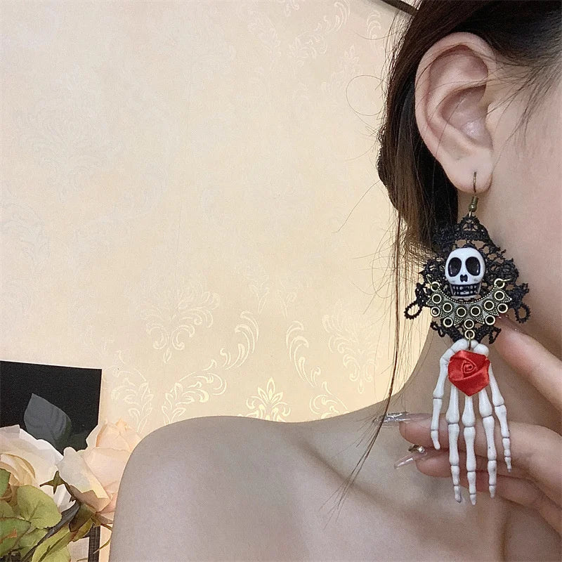 Retro Exaggerated Long Tassel Halloween Jewelry Set