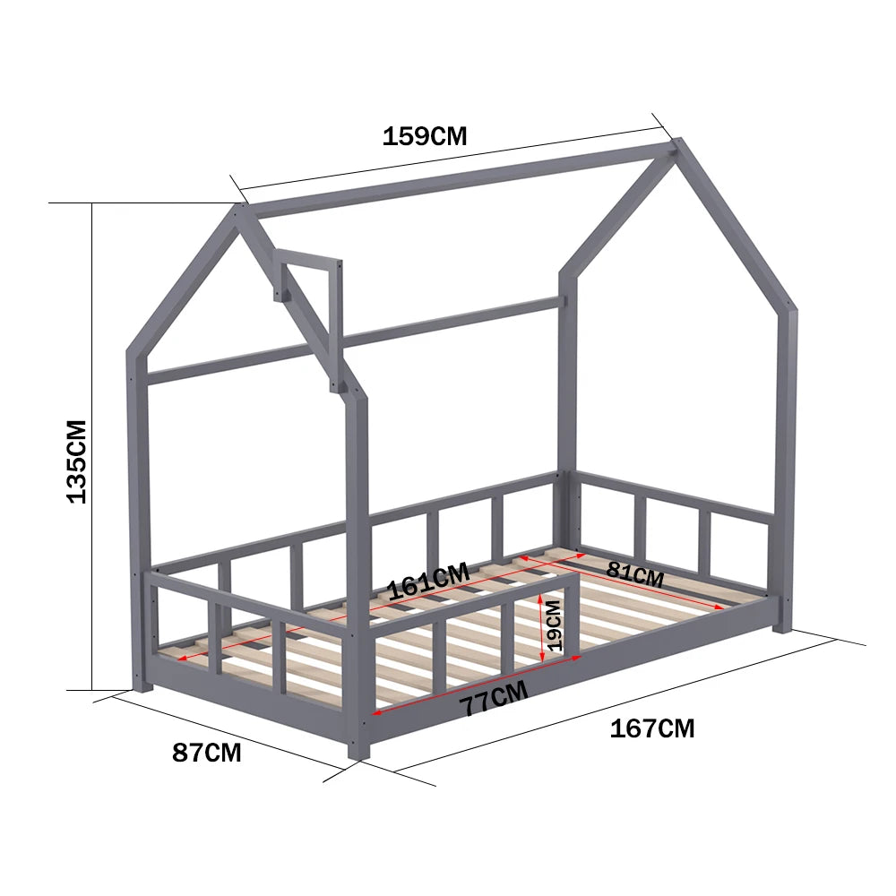 Child’s bed with house frame pine wood