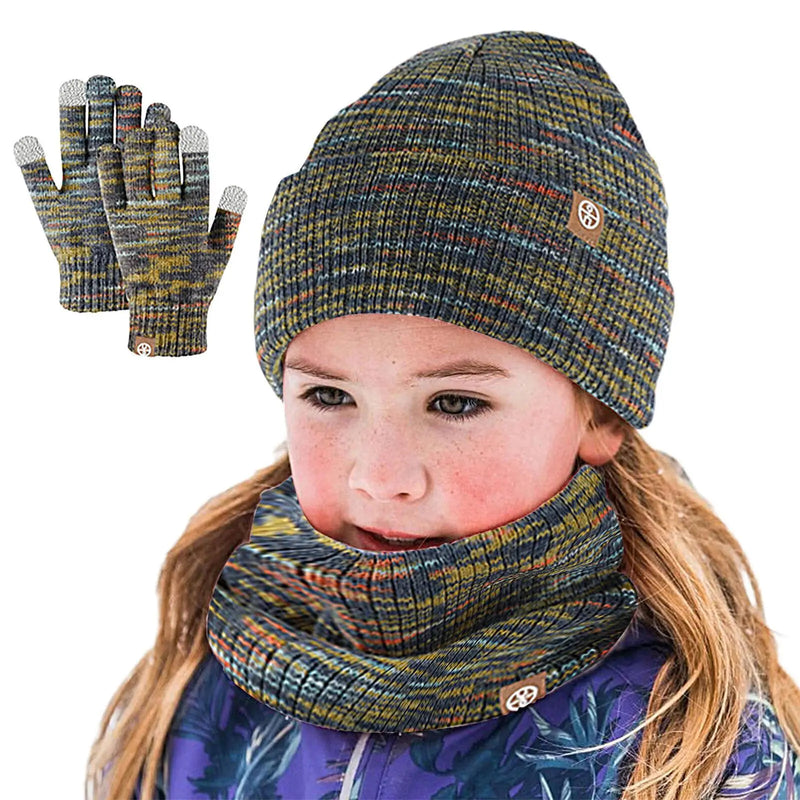 Thermal Warm Soft Winter Hat Scarf Gloves Set