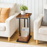Tall Slim C Shaped Side Table