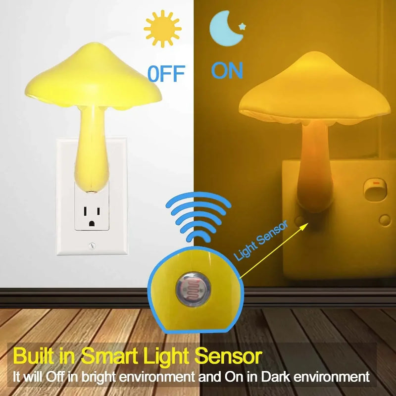 220V Sensor Plug in LED Bed Cute Mushroom Nightlight