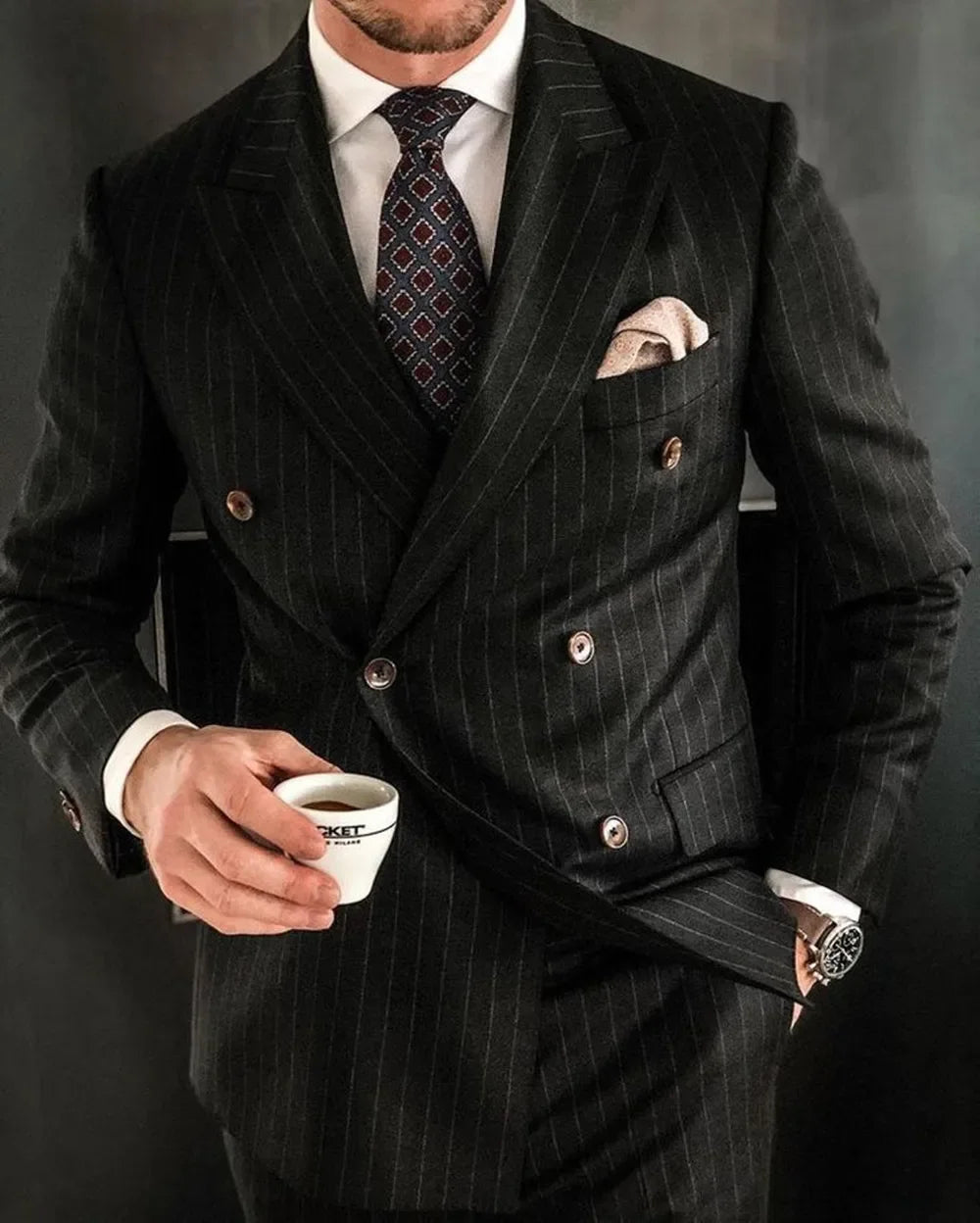 Double breasted slim fit 2piece blazer
