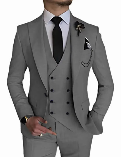 Men's peak lapel business 3piece blazer