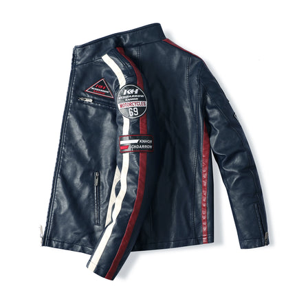 Men's pu leather motorcycle racing jacket