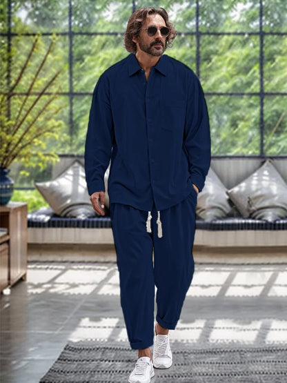 Men's cotton linen 2 piece sets